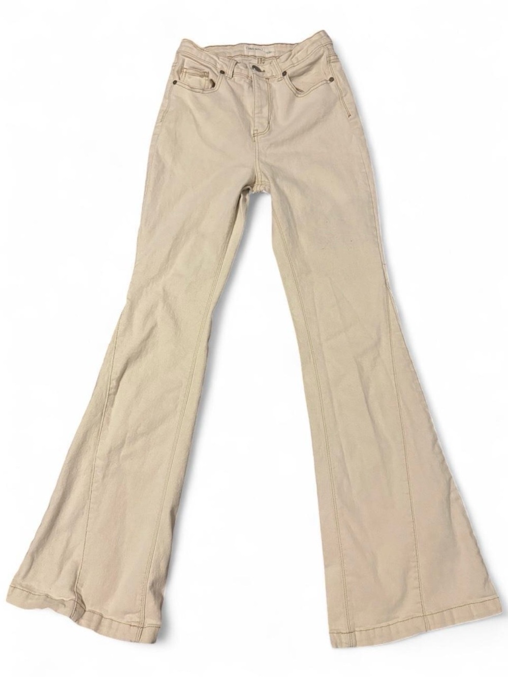 High-Rise Flared Jeans in Beige — Women's Wide Leg